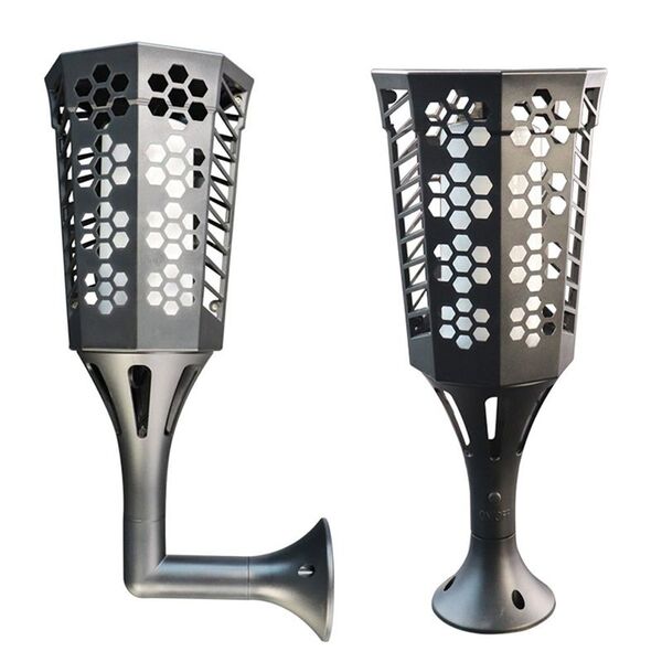 Luminaria Solar Arandela Tocha Fogo Jardim Espeto Luz Led Efe