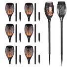 Luminaria Solar Espeto Tocha Fogo Chama 12 Leds Spot Kit 8 Un