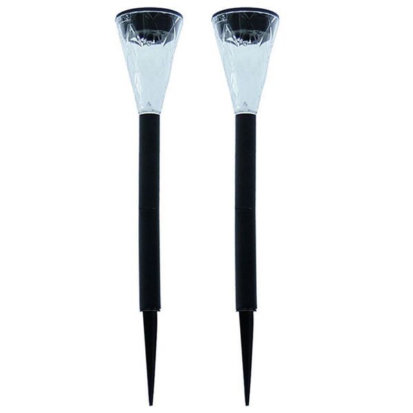 Luminária Solar Jardim 2 Peças Preto Pvc 1665 Em Led Branco Ec23235