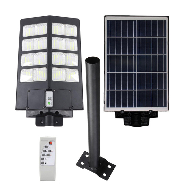 Luminaria Solar Led 800w Poste Kit Suporte Refletor Sensor Movimento