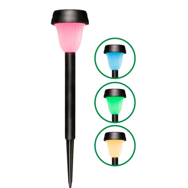 Luminária Solar LED Multicor Colorido Balizador RGB Decoração