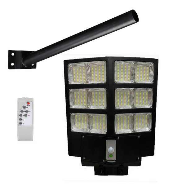 Luminaria Solar Poste 600w Led Kit Suporte Haste Pintura Eletrostatica