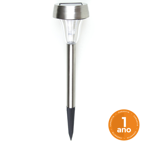Luminária Solar Poste Balizador De Jardim Aço Inox Super Led