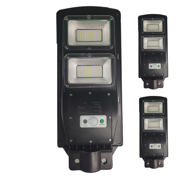 Luminaria Solar Poste Led 120w Parede Kit 3 Und Sensor Movime