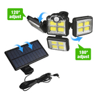 Luminaria Solar Refletor Led 4 Cabeças Sensor Presença Placa