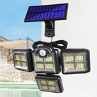 Luminaria Solar Refletor Led 4 Cabeças Sensor Presença Placa