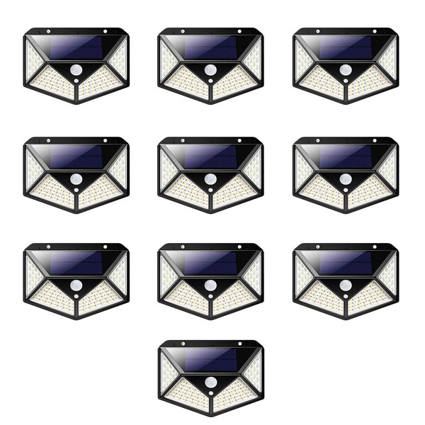 Luminaria Solar Sensor De Movimento Presença Kit 10 Uni Led 3