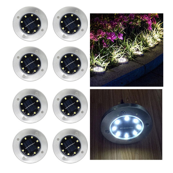 Luminaria Solar Spot 8 Led Enfeite Grama Kit 8 Und Jardim Qui