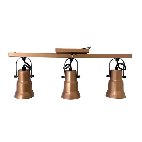Luminaria Spot Trilho 3 Lâmpadas Direcionáveis Cobre Com Preto