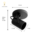 Luminária Teto 1 Spot Direcionável Focus Fit Preto 1281