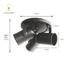 Luminária Teto 3 Spots Direcionáveis Focus Fit Preto 1283