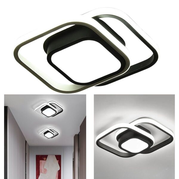 Luminária Teto Bivolt 110/220V 26W Moderna Plafon Led Quadrado Duplo