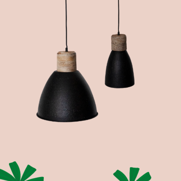 Luminaria Teto Ferro E Madeira Lelia - Preto