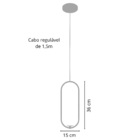 Luminária Teto Lustre Arco Globo Vidro Cozinha Mesa Prata