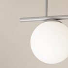 Luminária Teto Lustre Curvo Jabuticaba 3 Globos Vidro Prata