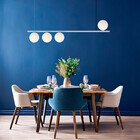 Luminária Teto Lustre Reto Jabuticaba 4 Globos Vidro Prata