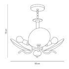 Luminária Teto Lustre Sala De Jantar Vidro Ricko 3 Lâmpadas E