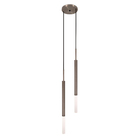 Luminária Teto Pendente Tubo Duplo Difusor Cama Sala Bronze