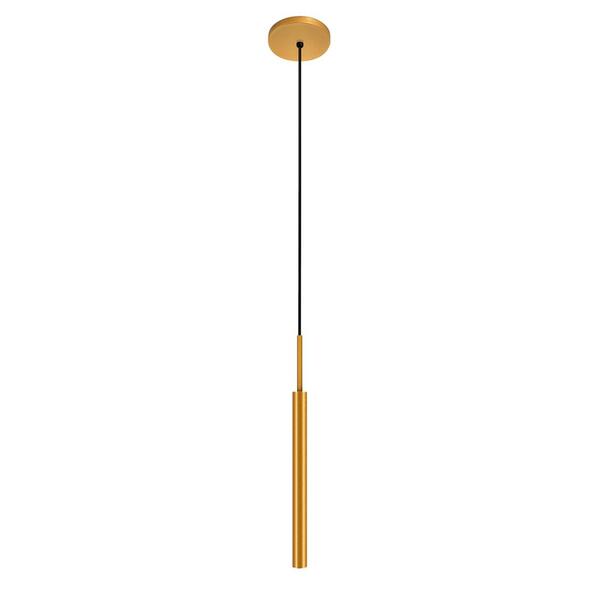 Luminária Teto Pendente Tubo Sala Cozinha Ilha Dourado 40cm