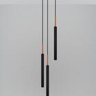 Luminária Teto Pendente Tubo Triplo Lavabo Ilha Preto Cobre