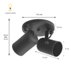 Luminária Teto Sobrepor 2 Spot Direcionáveis Marrom Alumínio