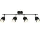 Luminária Teto Sport Trilho 4x Led Dirigidas Preto C70cm