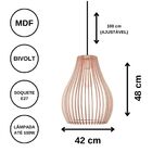 Luminária Teto Tipo Pendente Antares Mdf Completa - Marrom