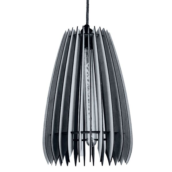 Luminária Teto Tipo Pendente Cometa Mdf - Completa - Cor: Pre