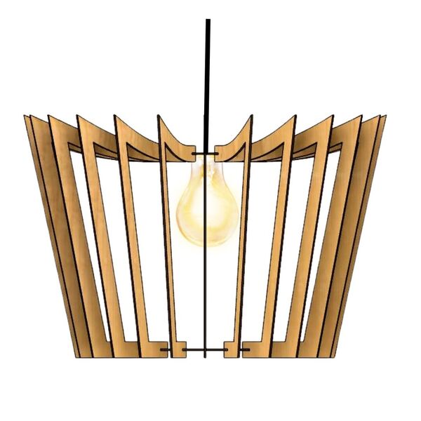 Luminária Teto Tipo Pendente Coroa Mdf Completa - Mdf Cru