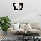 Luminária Teto Tipo Pendente Coroa Mdf Completa - Preta