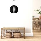 Luminária Teto Tipo Pendente Cupula Mdf Completa - Preta