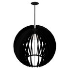 Luminária Teto Tipo Pendente Cupula Mdf Completa - Preta