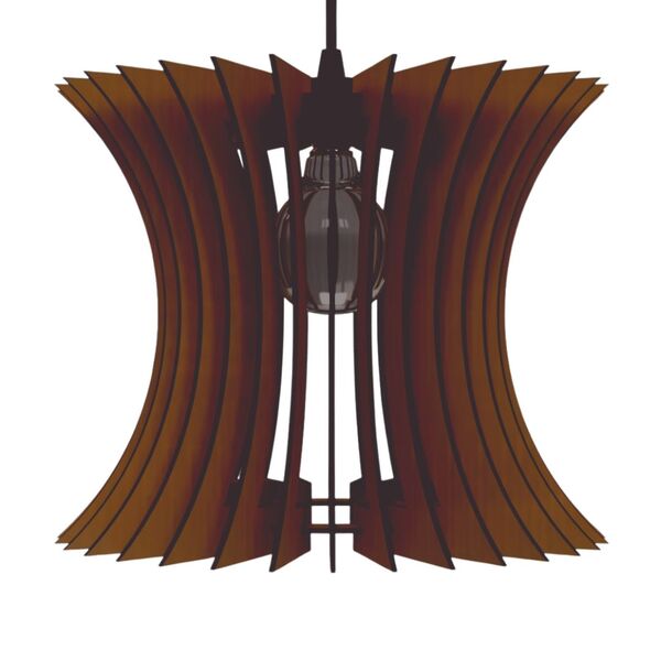 Luminária Teto Tipo Pendente Curva Mdf - Completa - Cor: Marr