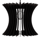 Luminária Teto Tipo Pendente Curva Mdf - Completa - Cor: Preta