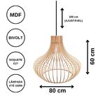 Luminária Teto Tipo Pendente Decanter Mdf Completa - Marrom