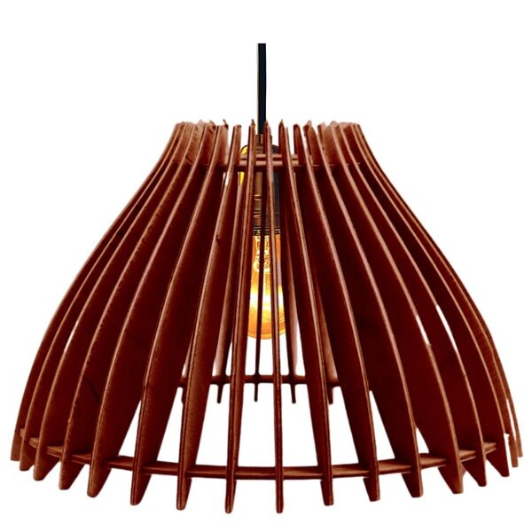 Luminária Teto Tipo Pendente Em Mdf Aruanã Completa - Marrom