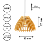 Luminária Teto Tipo Pendente Em Mdf Aruanã Completa - Marrom