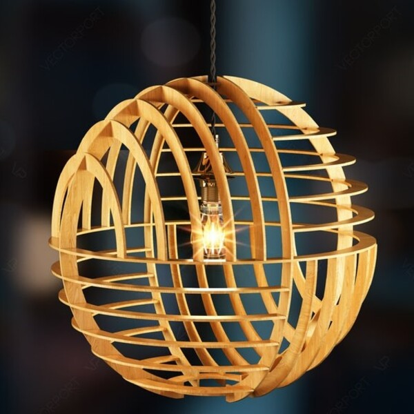 Luminária Teto Tipo Pendente Em Mdf - Completa