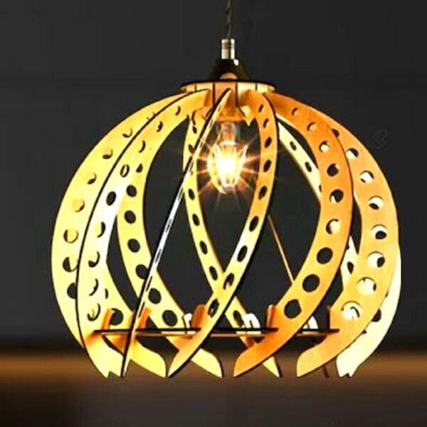 Luminária Teto Tipo Pendente Em Mdf - Completa