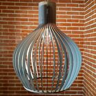 Luminária Teto Tipo Pendente Em Mdf - Completa - Cor: Cinza