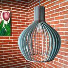 Luminária Teto Tipo Pendente Em Mdf - Completa - Cor: Cinza