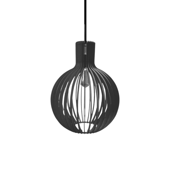 Luminária Teto Tipo Pendente Em Mdf - Completa - Cor: Preta