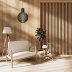 Luminária Teto Tipo Pendente Em Mdf - Completa - Cor: Preta