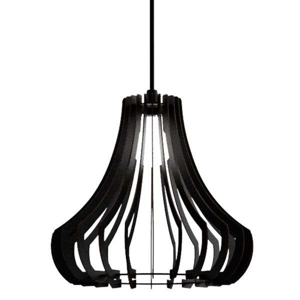 Luminária Teto Tipo Pendente Gancho Mdf Completa - Preta