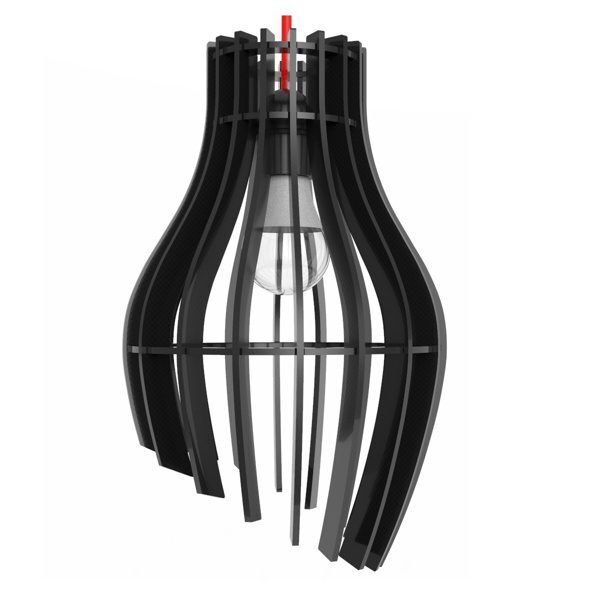 Luminária Teto Tipo Pendente Garra Mdf - Completa - Cor: Preta