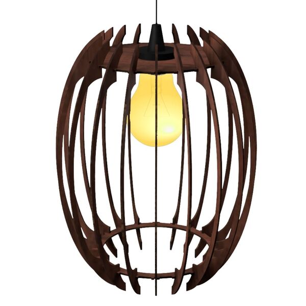 Luminária Teto Tipo Pendente Grega Mdf - Completa - Cor: Marr