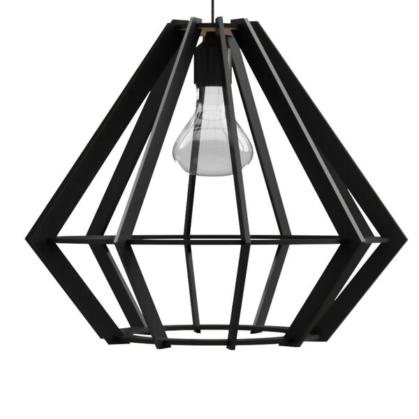 Luminária Teto Tipo Pendente Lampeão Mdf - Completa - Cor: Pr