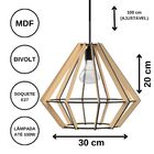 Luminária Teto Tipo Pendente Lampeão Mdf - Completa - Cor: Pr