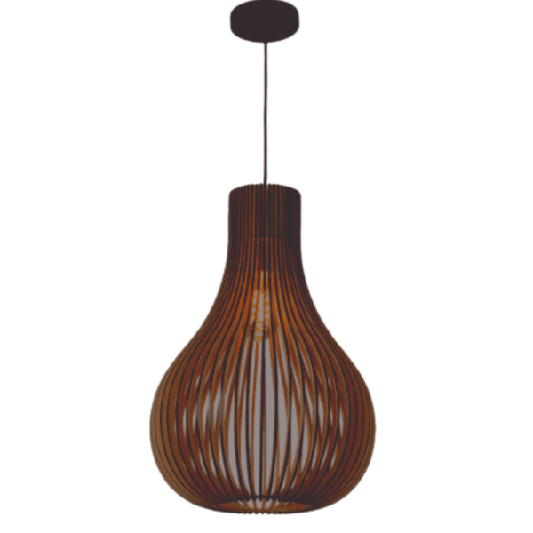 Luminária Teto Tipo Pendente Madri Mdf Completa - Marrom