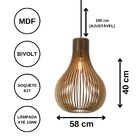 Luminária Teto Tipo Pendente Madri Mdf Completa - Preta